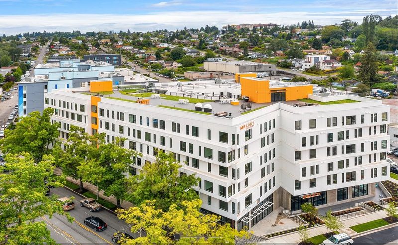 Aerial view of Melody Jabooda Apartments in Seattle